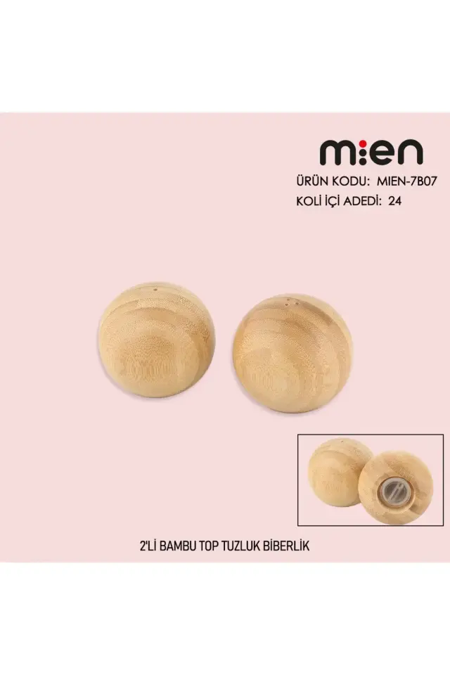 2'li Bambu Top Tuzluk Biberlik , Top şekilli Tuzluk Biberlik