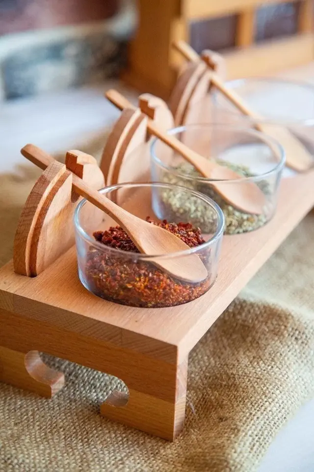 Trıo 3'lü Standlı Baharatlık Seti,ahşap Standlı Baharat Set