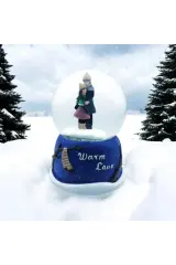 Warm Love Birbirine Sarılan Çift Ve Müzik Kutusu Kar Tanesi Püskürtmeli