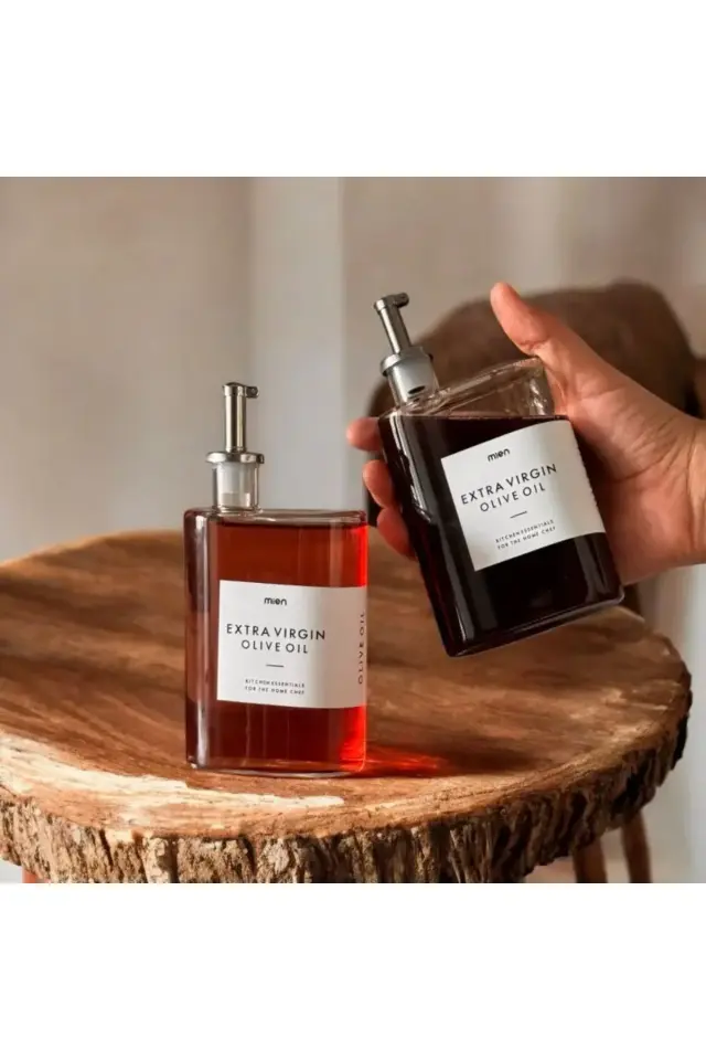 Borosilikat Cam Yağdanlık , Cam Yağlık Sirkelik 200ml 2adet metal tıpa