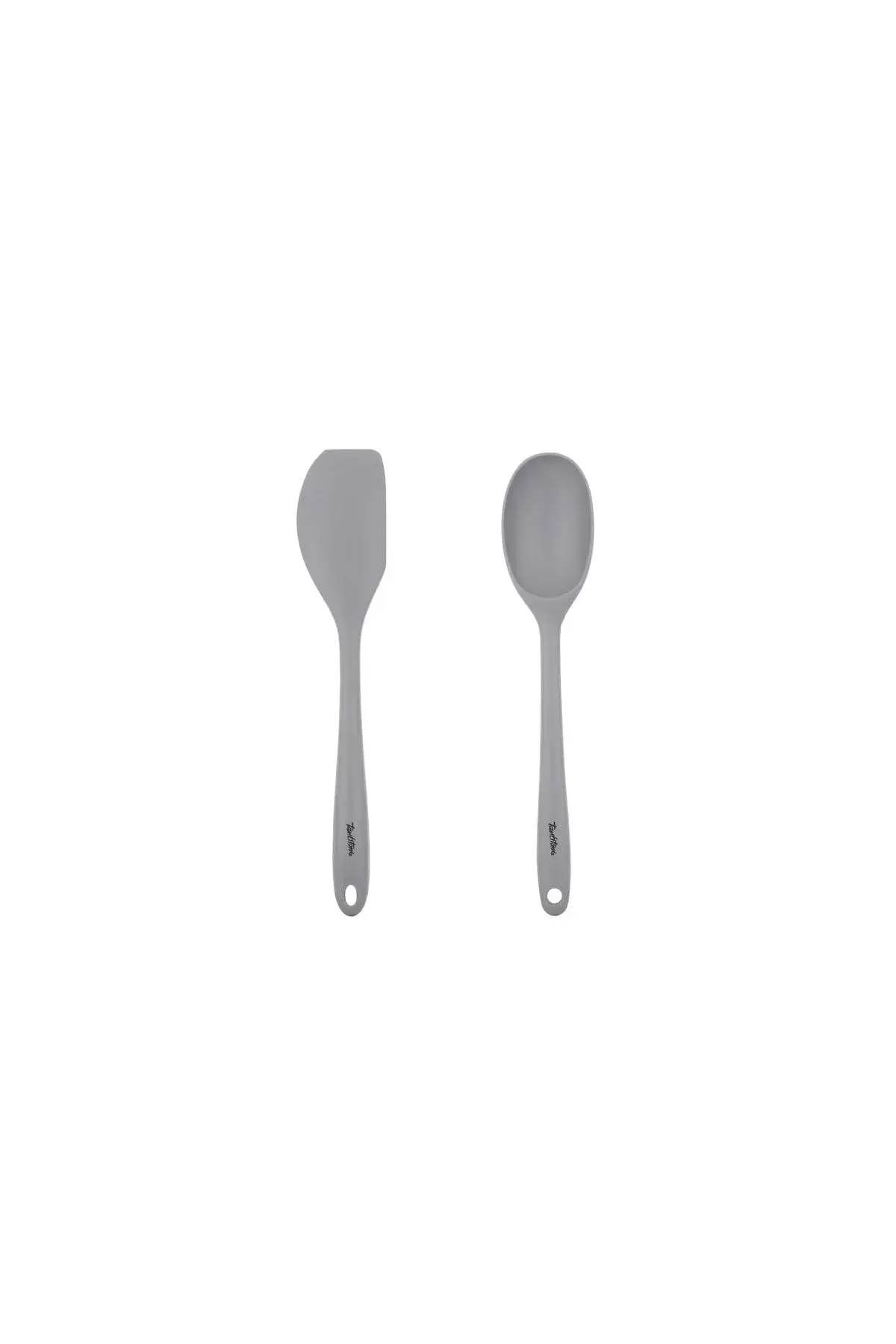 Gri Renkli Silikon Büyük Kaşık Ve Spatula Seti Gri