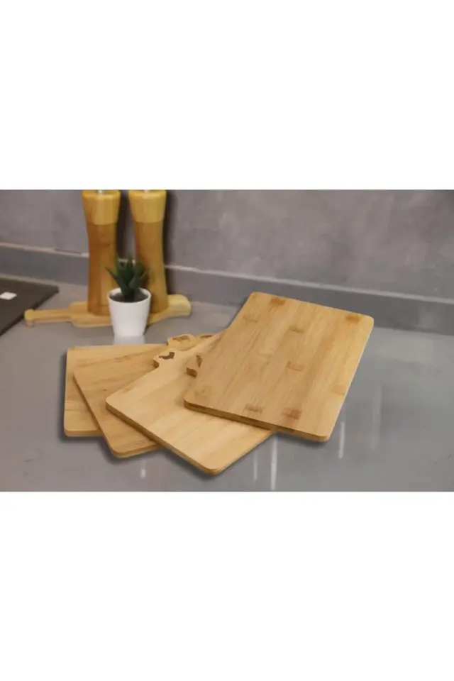Bambu Standlı Kesme Tahtası 4lü Set