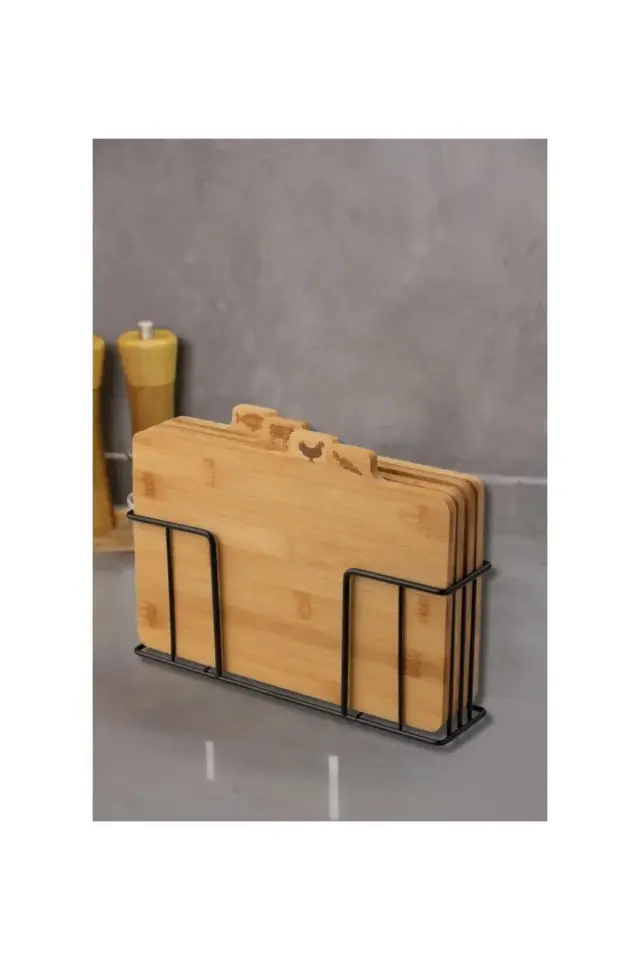 Bambu Standlı Kesme Tahtası 4lü Set