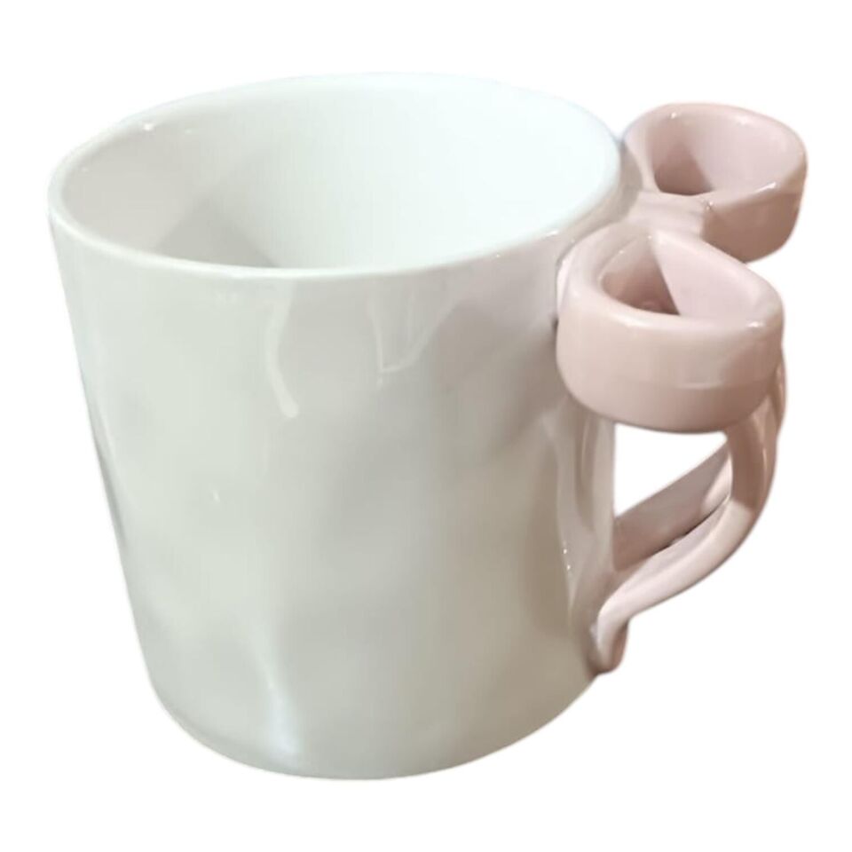 Mien SPR-0372 Pembe Kurdele Saplı Porselen Kupa 340 ml