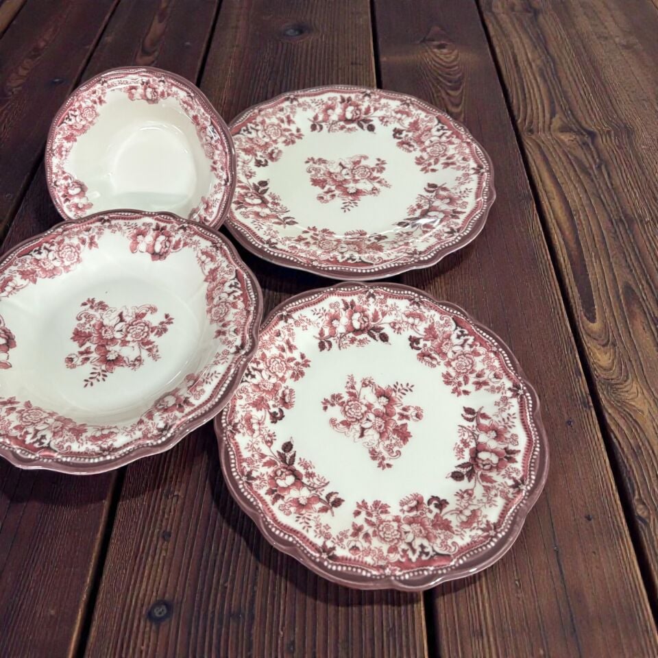 Velour Maroon Fulya Yemek Seti 24 parça