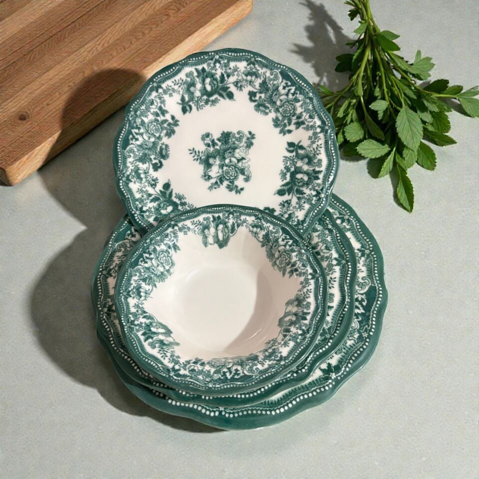 Velour Green Fulya Yemek Seti 24 parça