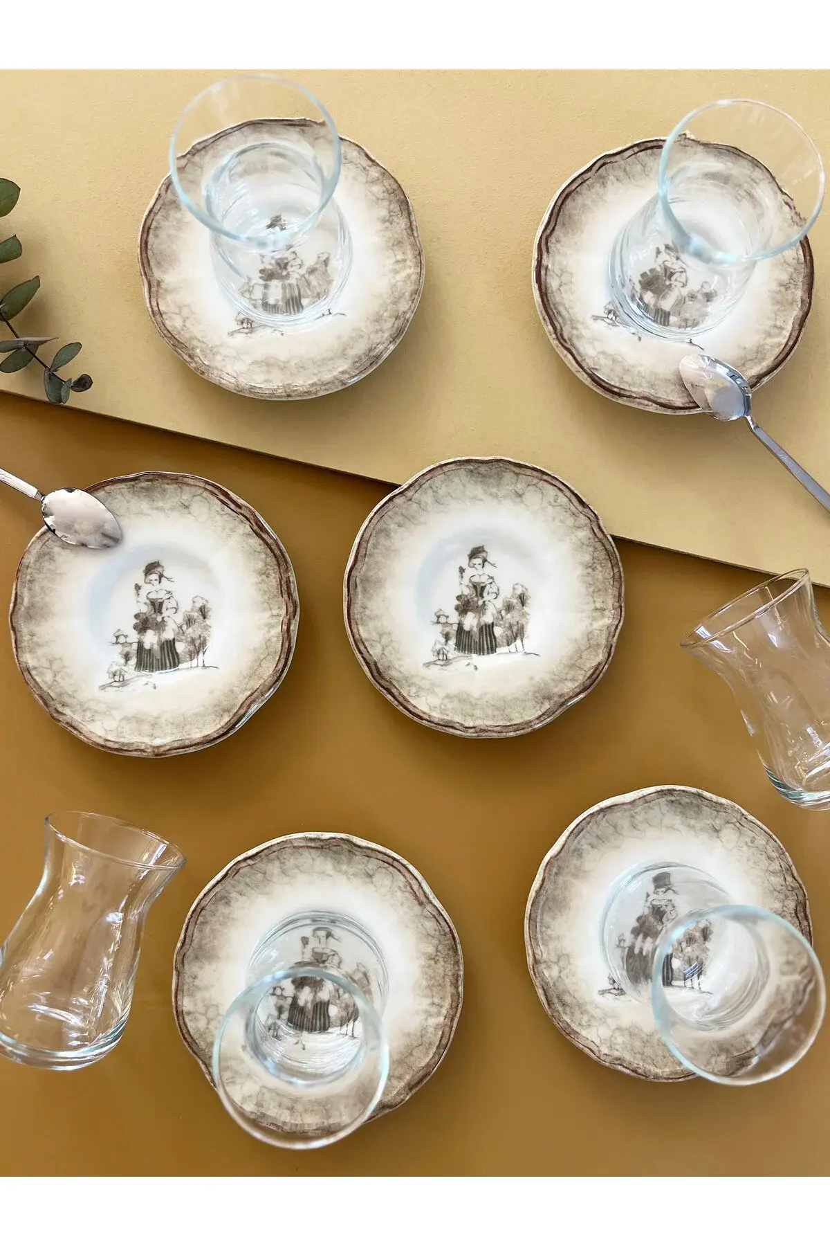 Ella 12 Parça Porselen Altlıklı Çay Seti