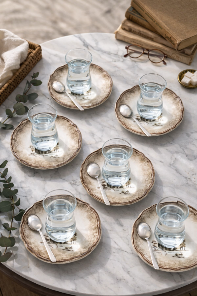 Ella 12 Parça Porselen Altlıklı Çay Seti