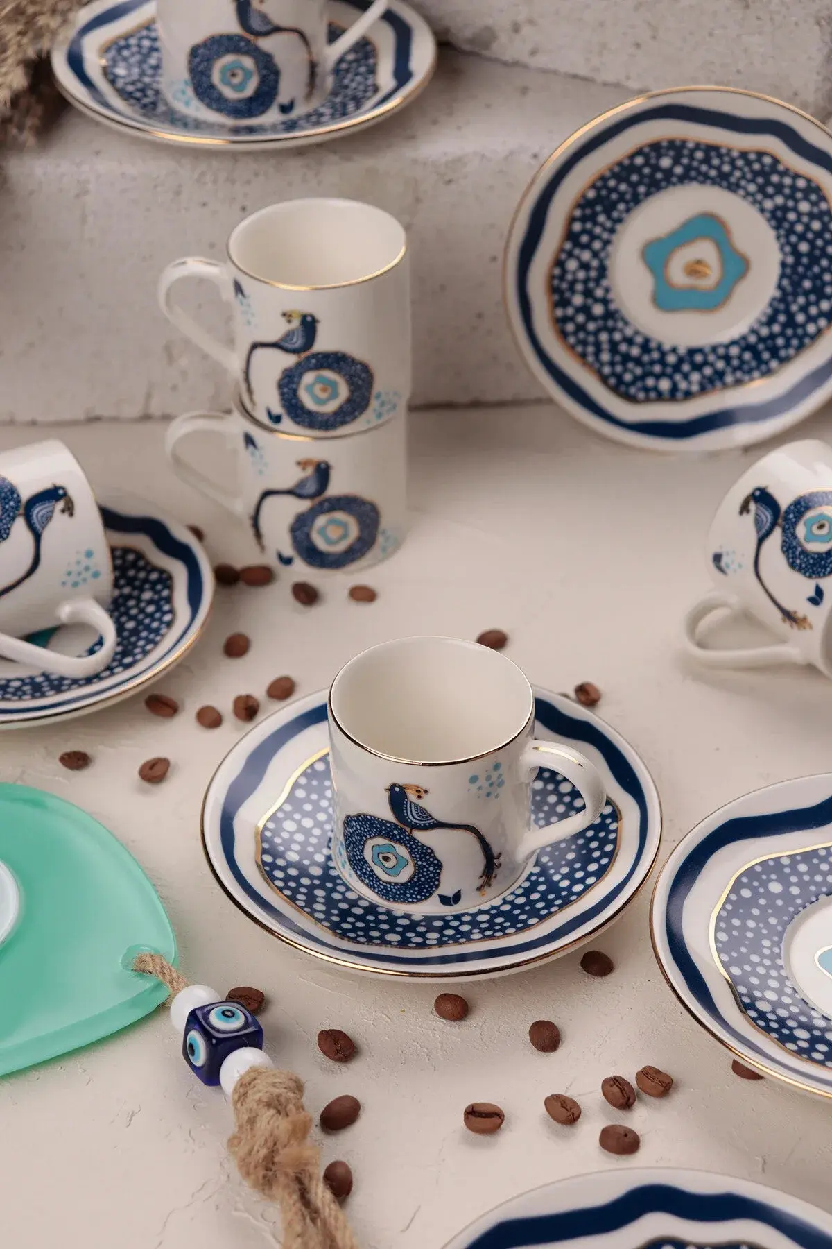 Pavo 6 Kişilik 12 Parça Porselen Kahve Fincan Takımı