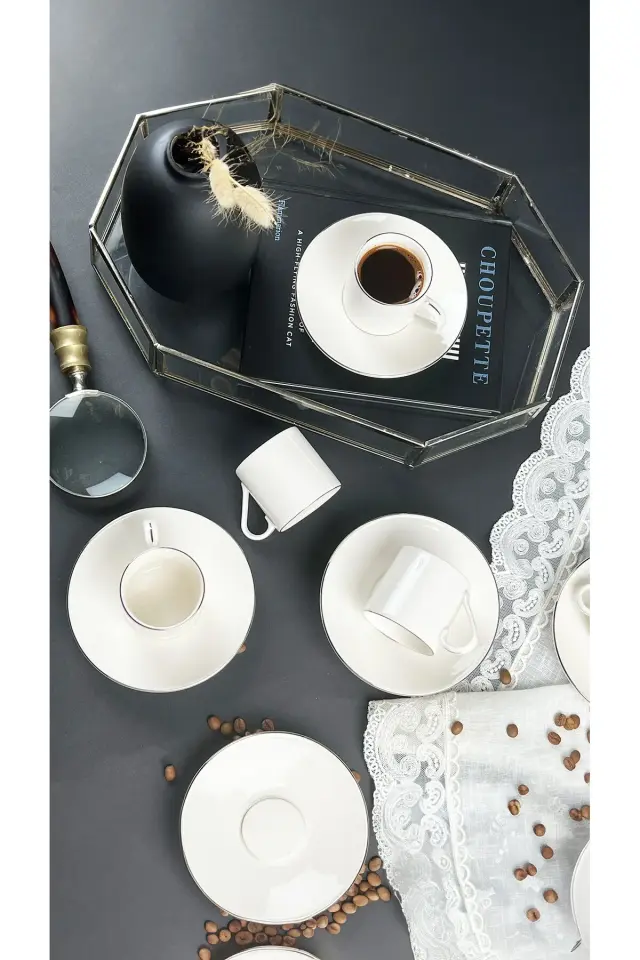 Lumina 12 Parça Kahve Fincan Takımı Platin File