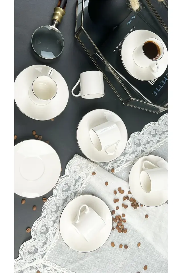 Lumina 12 Parça Kahve Fincan Takımı Platin File