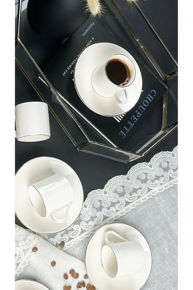 Lumina 12 Parça Kahve Fincan Takımı Platin File