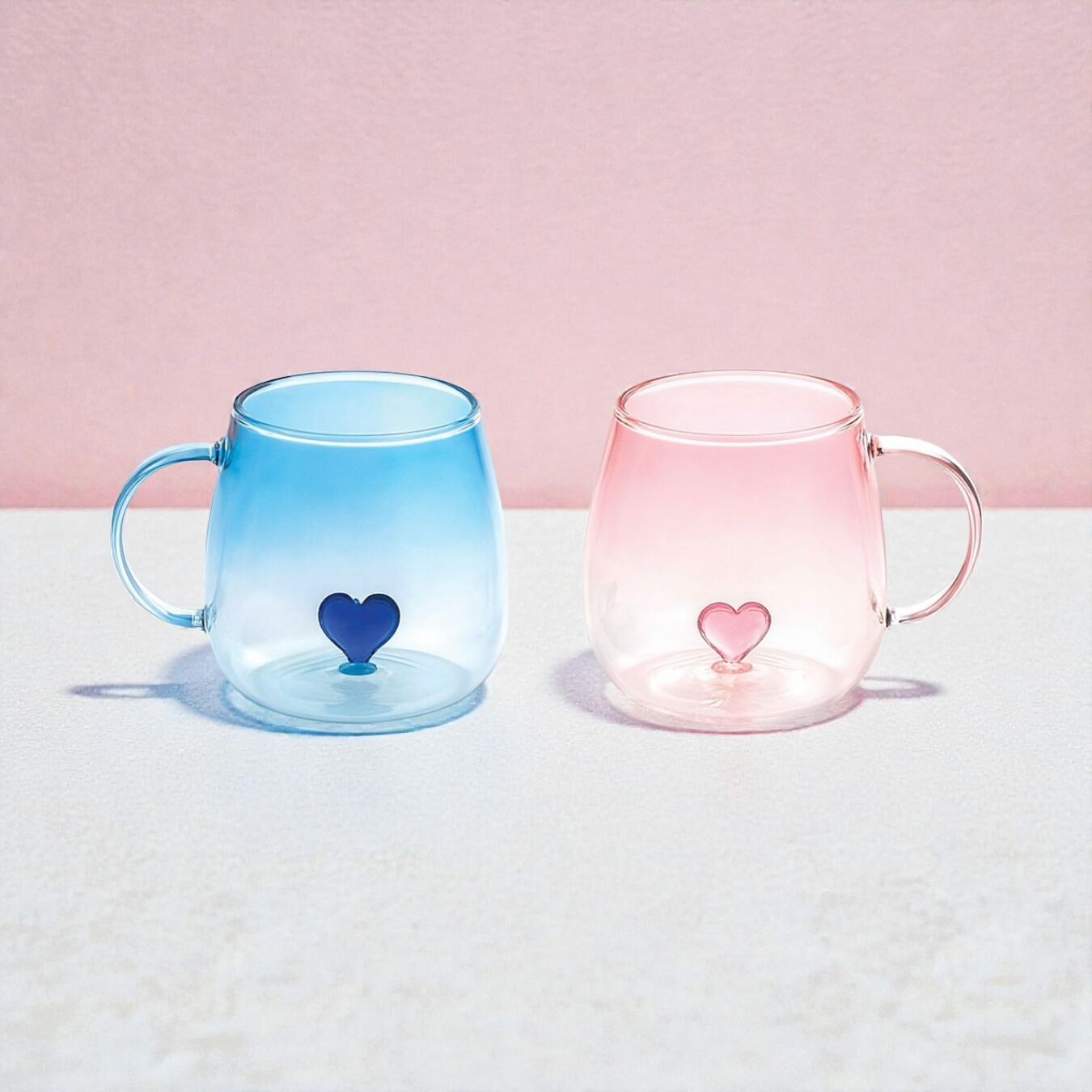 2'Li Love Cam Kupa Seti, Kalpli 2'li Cam Kupa 250ml