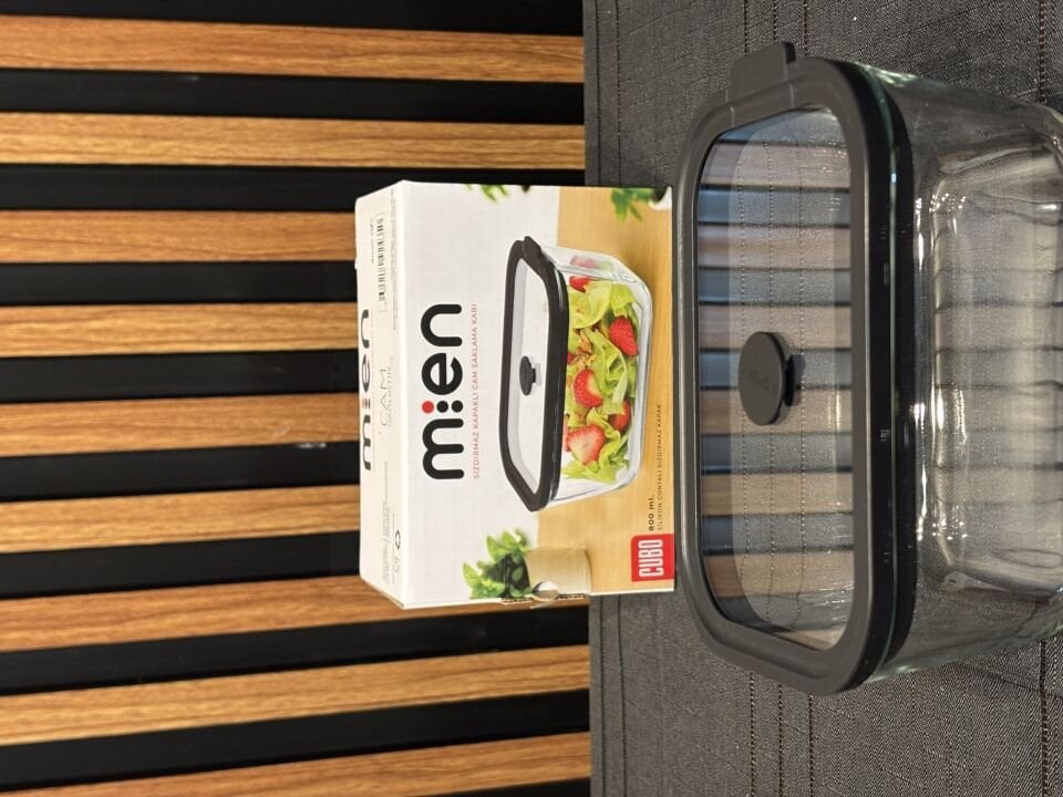 800 ML Sızdırmaz Kapaklı Cam Saklama Kabı-Siyah