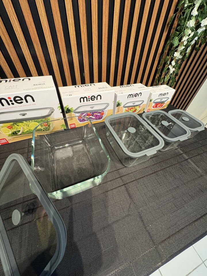 Sızdırmaz Kapaklı Cam Saklama Kabı Seti 4 adet - Gri