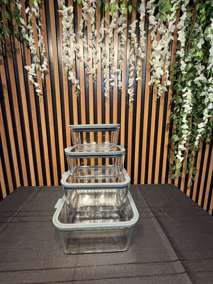 2620 ML Sızdırmaz Kapaklı Cam Saklama Kabı - Gri