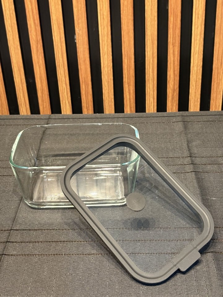 1380 ML Sızdırmaz Kapaklı Cam Saklama Kabı - Gri