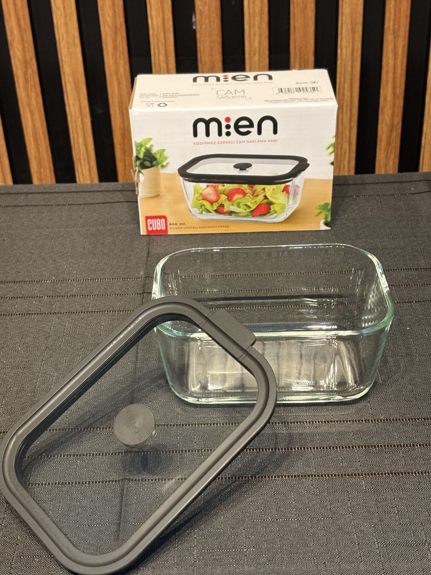 800 ML Sızdırmaz Kapaklı Cam Saklama Kabı-Gri