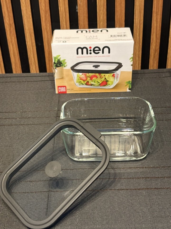 800 ML Sızdırmaz Kapaklı Cam Saklama Kabı-Gri