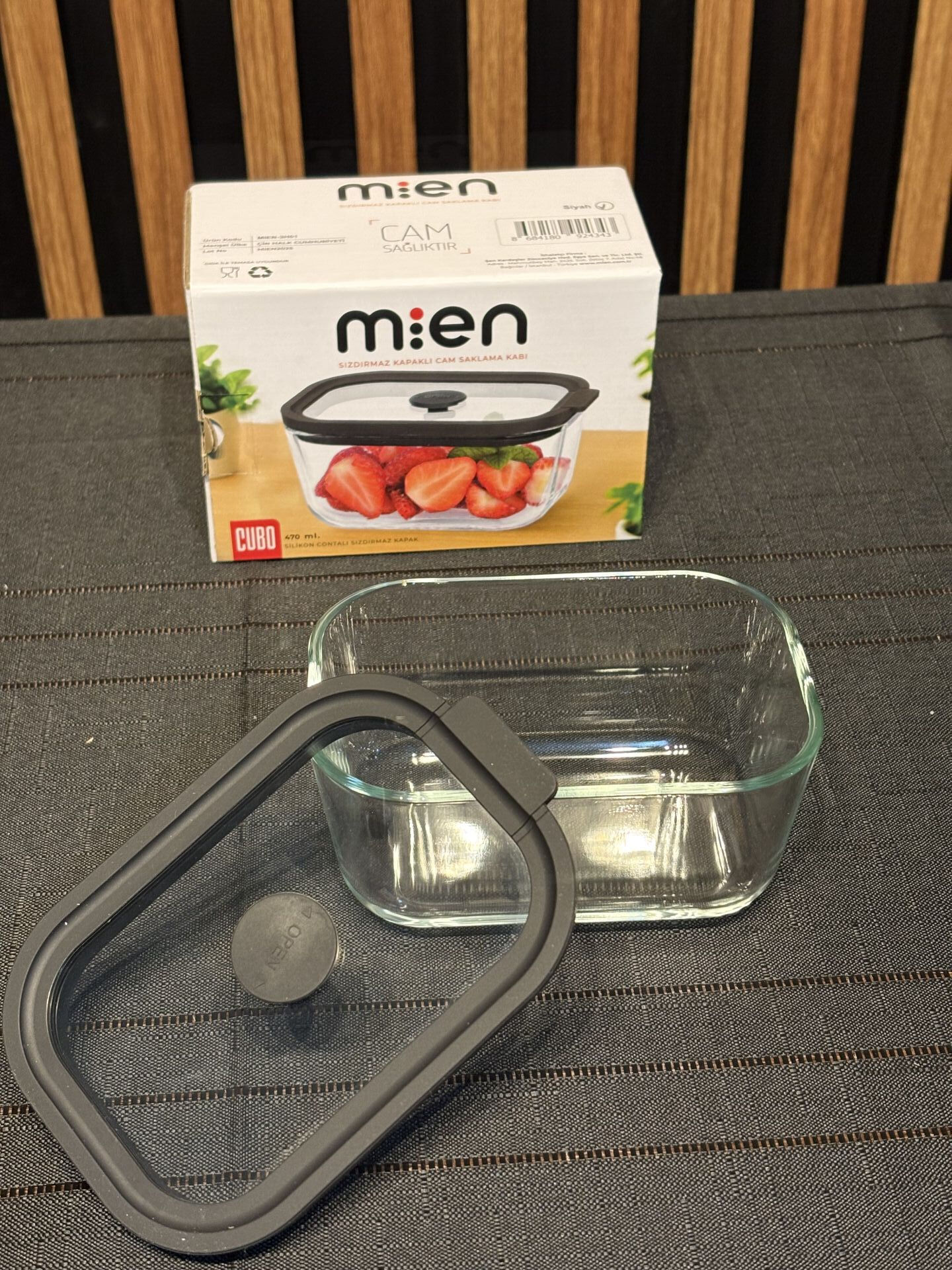 470 ML Sızdırmaz Kapaklı Cam Saklama Kabı-Gri