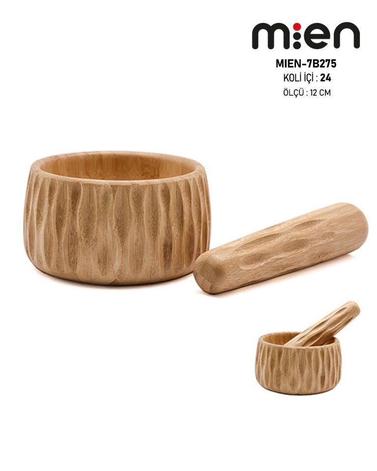 Bambu Köşeli Havan Seti 12cm