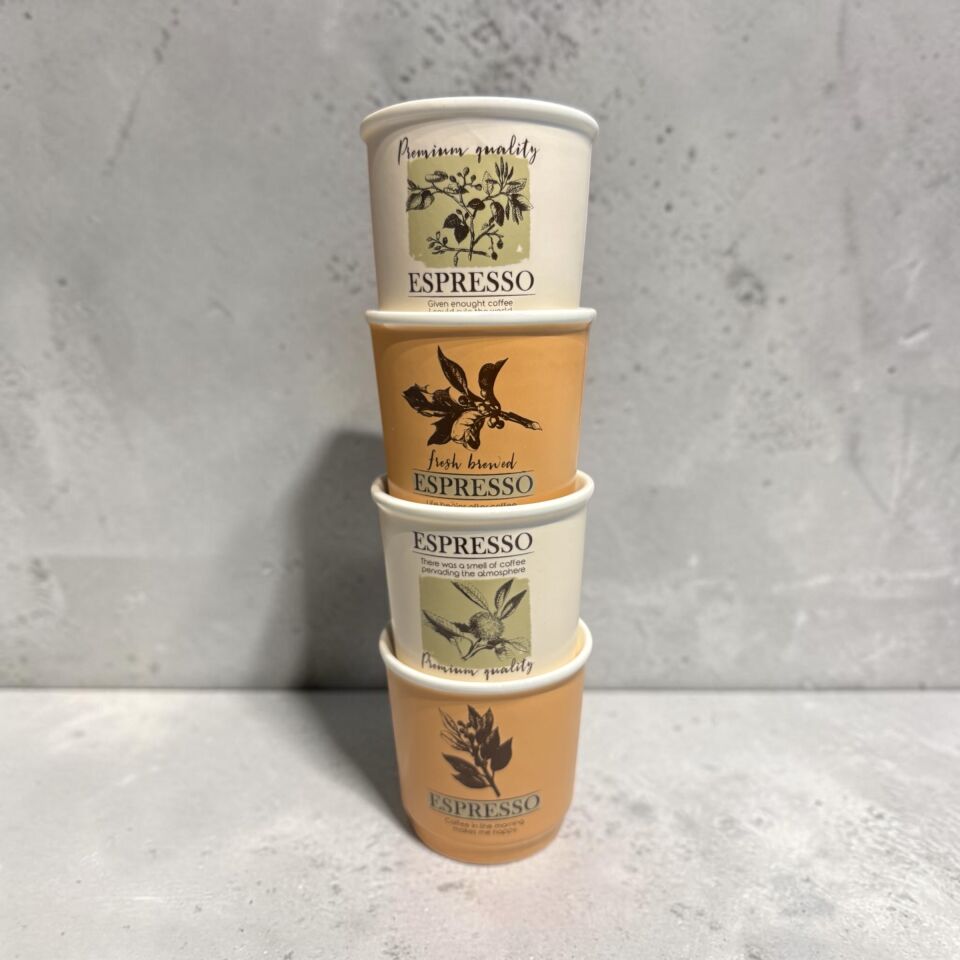 Art 4'lü Espresso Bardağı 90cc , Kulpsuz Kahve Fincanı