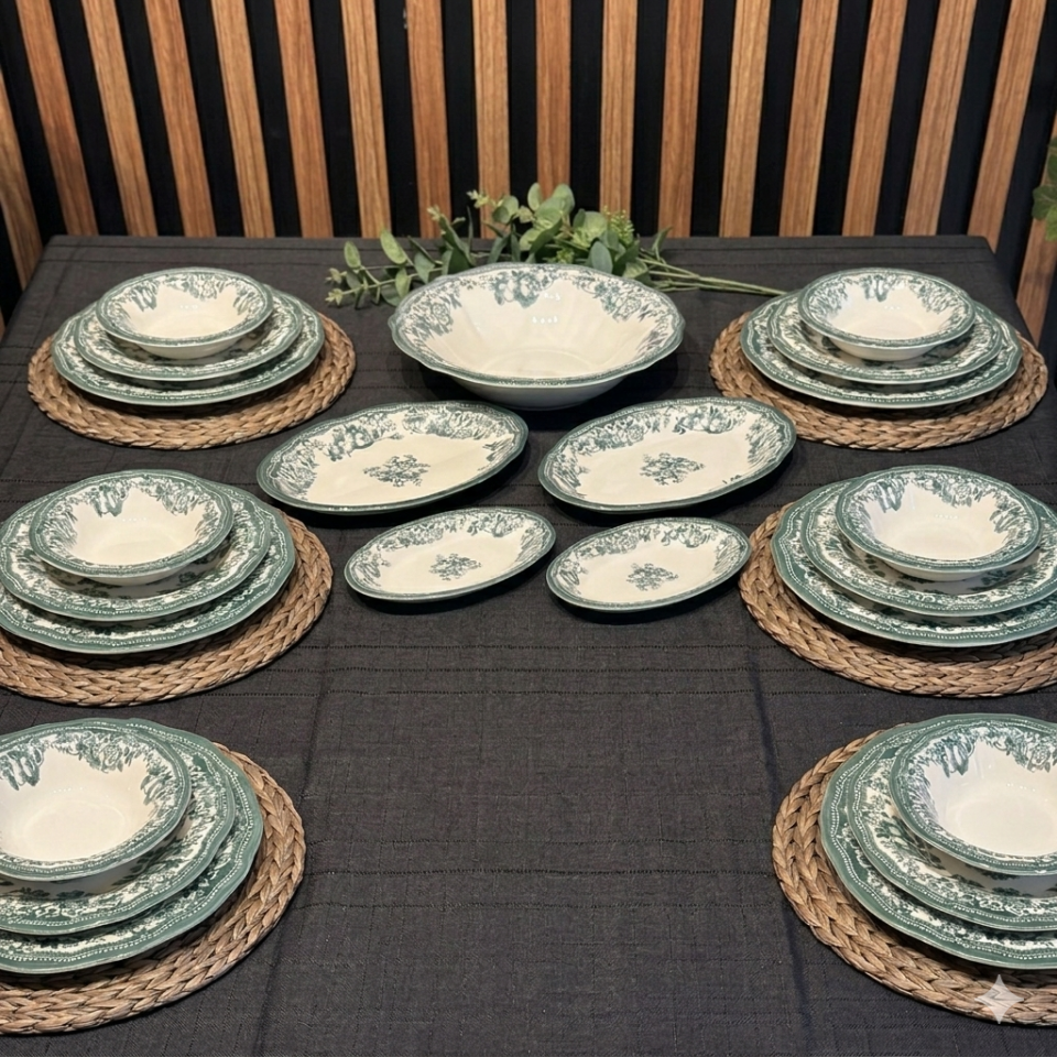 Velour Green Fulya Yemek Seti 29 parça