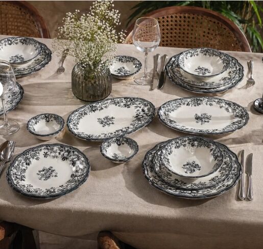 Velour Antrasit Fulya Yemek Seti – 24 Parça 6 Kişilik