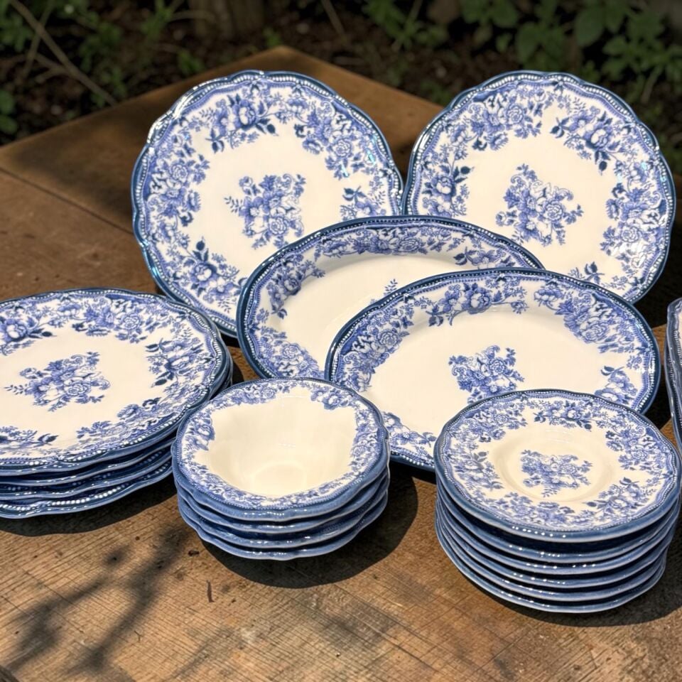 Porser Velour Navy 20 Parça Kahvaltı Takımı , Porselen Kahvaltı Takımı