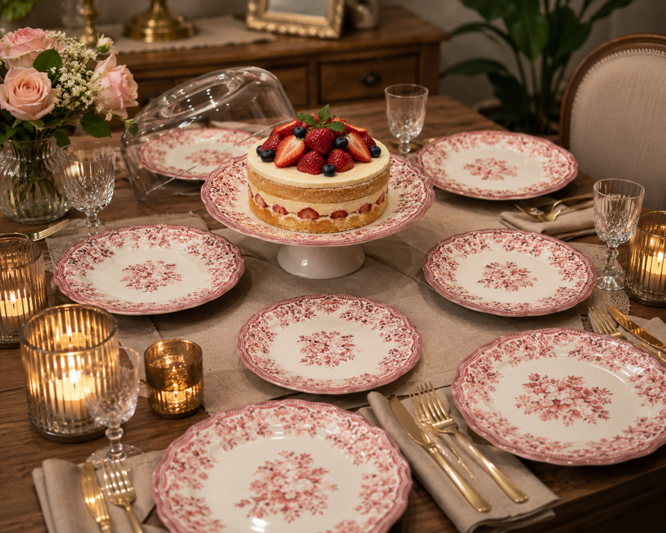 Porser Velour Maroon Fulya Ayaklı Sunum Seti 8 parça Porselen Pasta Sunum Seti
